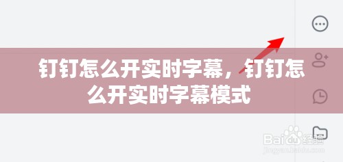 钉钉怎么开实时字幕，钉钉怎么开实时字幕模式 