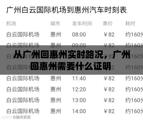 从广州回惠州实时路况，广州回惠州需要什么证明 