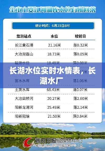 长湖水位实时水情表，长湖水厂 