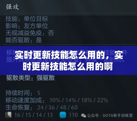 实时更新技能怎么用的，实时更新技能怎么用的啊 