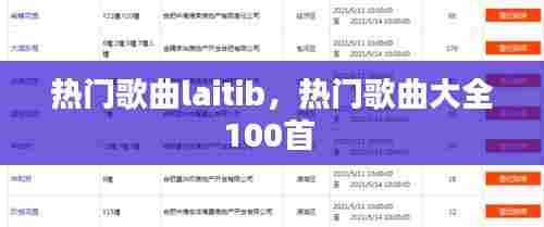 热门歌曲laitib，热门歌曲大全100首 