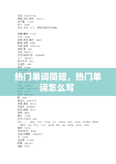 热门单词简短，热门单词怎么写 