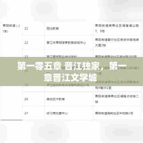 第一零五章 晋江独家，第一章晋江文学城 