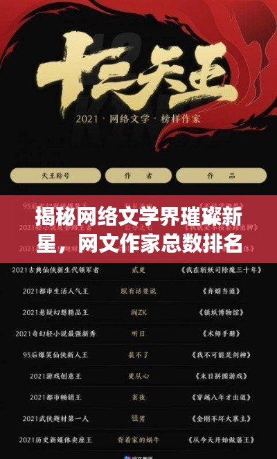 揭秘网络文学界璀璨新星，网文作家总数排名前十强重磅揭晓！