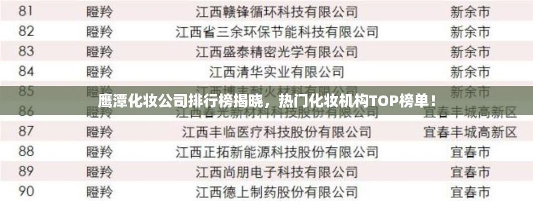 鹰潭化妆公司排行榜揭晓，热门化妆机构TOP榜单！