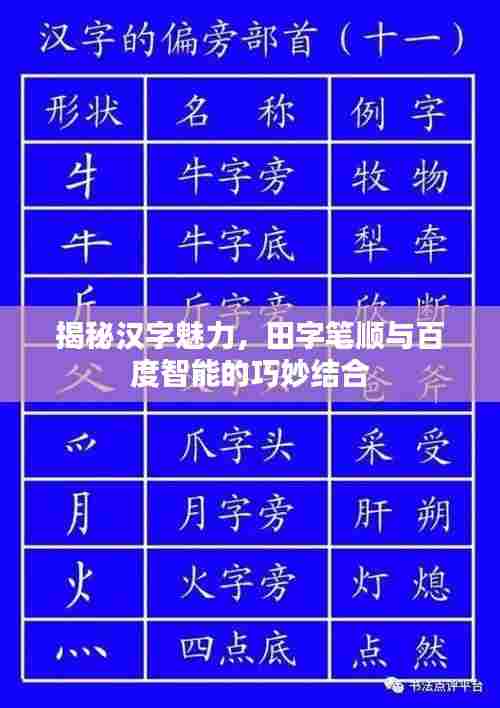 揭秘汉字魅力，田字笔顺与百度智能的巧妙结合