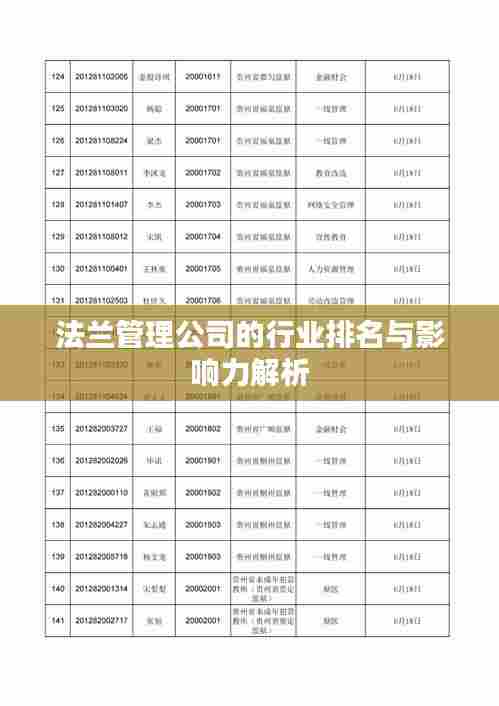 法兰管理公司的行业排名与影响力解析