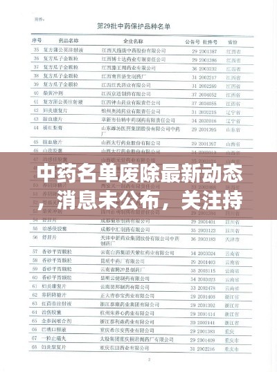 中药名单废除最新动态，消息未公布，关注持续升温