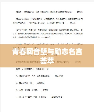 青春回音壁与励志名言荟萃