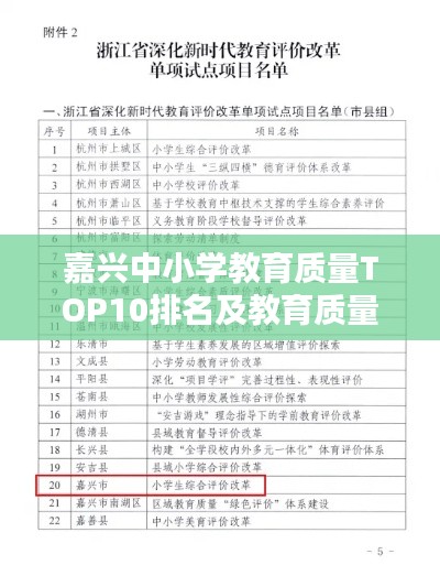 嘉兴中小学教育质量TOP10排名及教育质量深度探讨