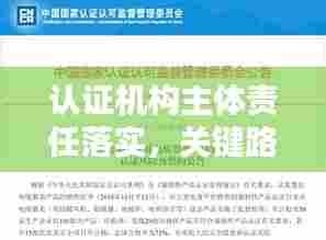 认证机构主体责任落实，关键路径及策略深度探讨