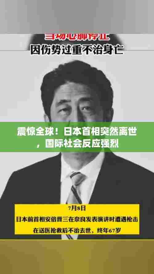 震惊全球！日本首相突然离世，国际社会反应强烈