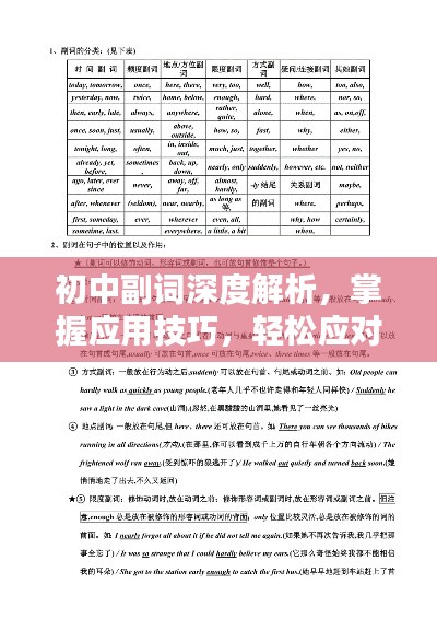 初中副词深度解析，掌握应用技巧，轻松应对考试！