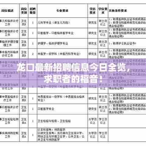龙口最新招聘信息今日全览，求职者的福音！
