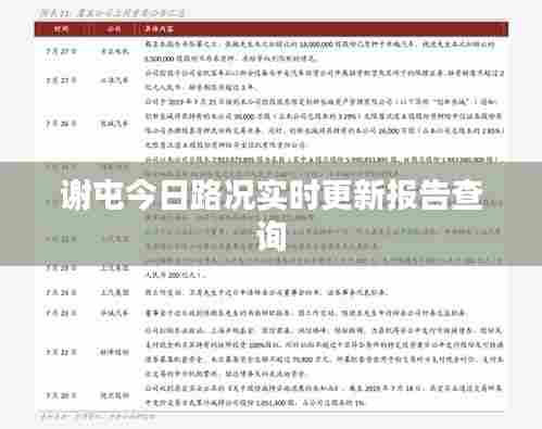 谢屯今日路况实时更新报告查询