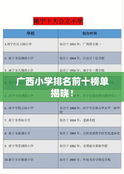 广西小学排名前十榜单揭晓！