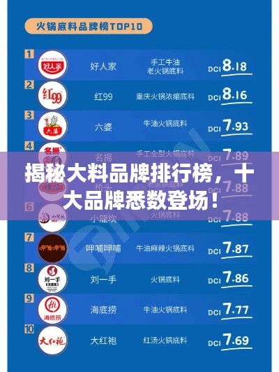 揭秘大料品牌排行榜，十大品牌悉数登场！